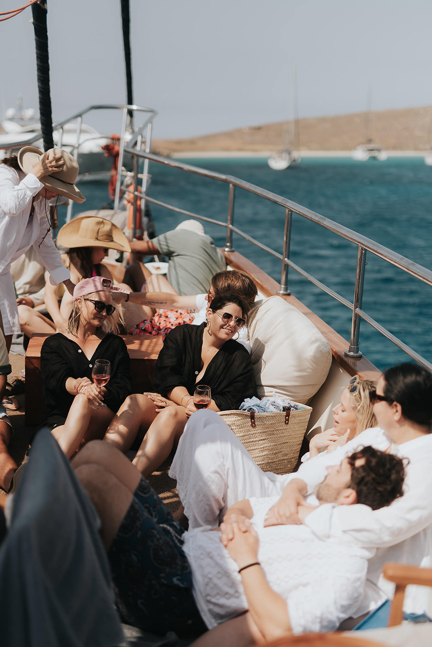 wedding guests on a boat trip