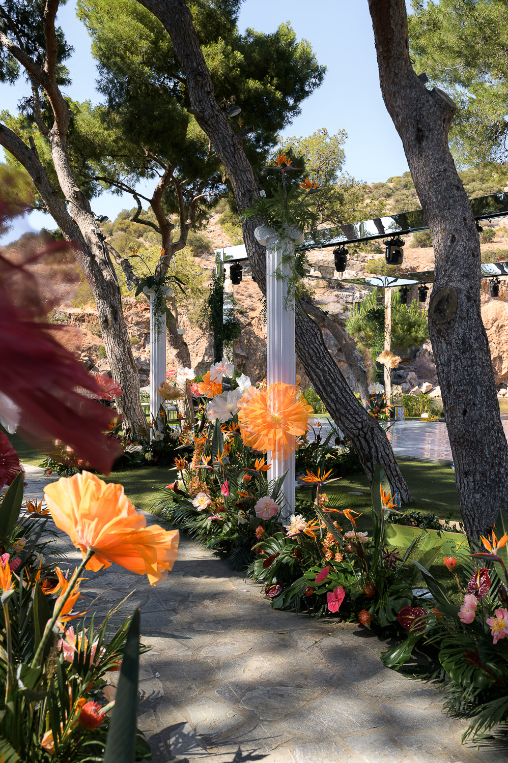 lake vouliagmeni colorfull wedding